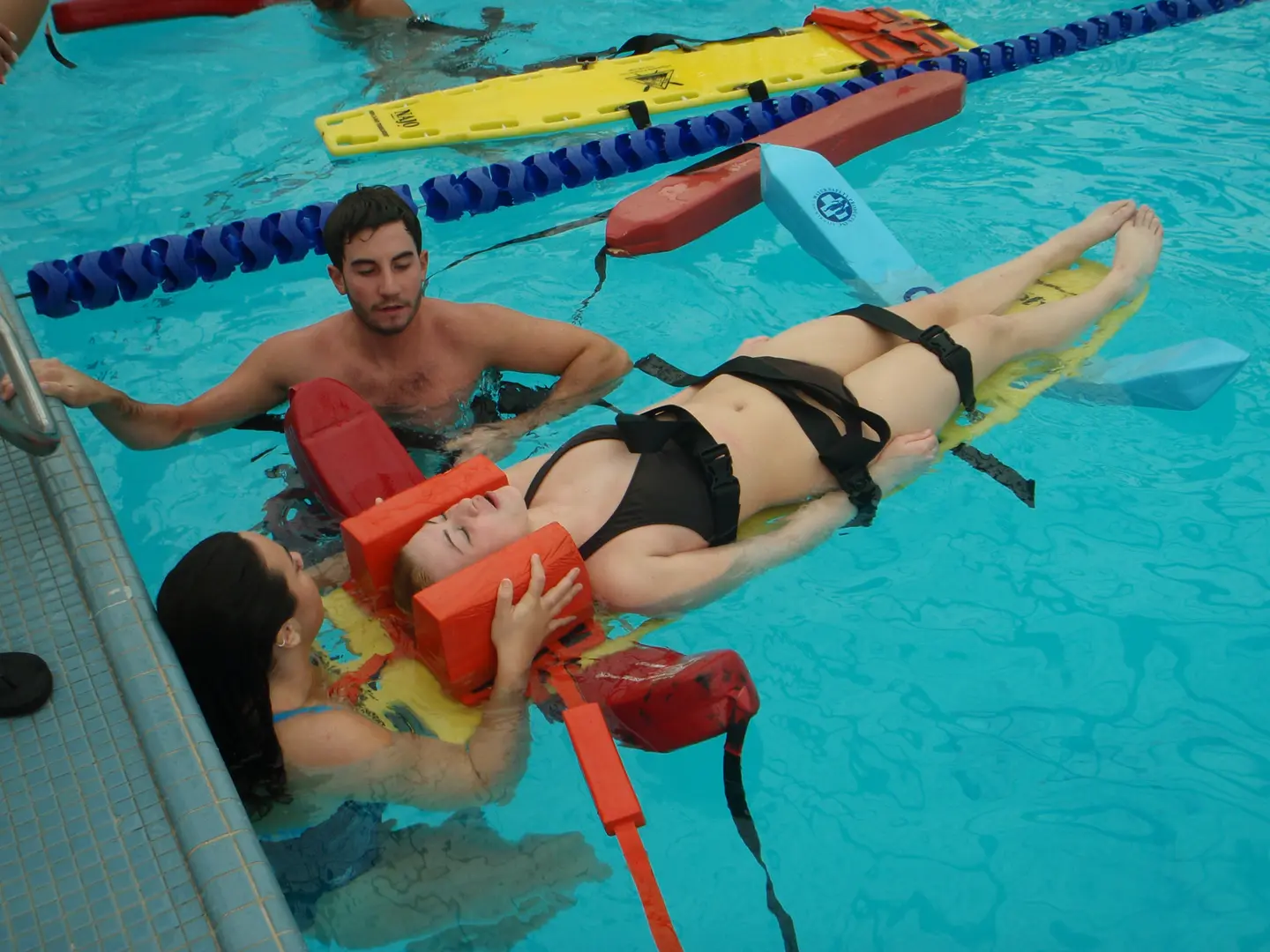Rescue practice with flotation device